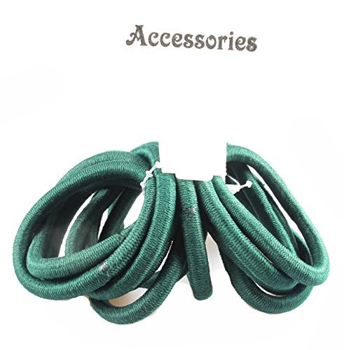 12 Thick Snag Free Endless Hair Elastics Bobbles Ponios Green