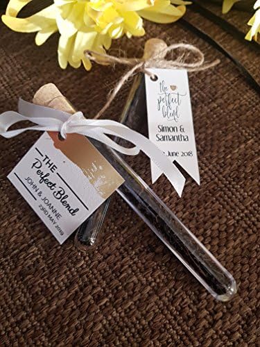 10 x Cute Wedding Favour Tea In Test Tube With Cork and Personalised Label