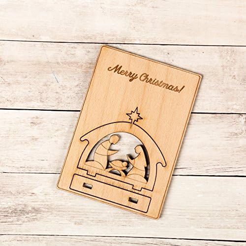 Giftisimo Wooden Card Merry Christmas Stand with Crib Size: 4.13 x 5.91 in / 10,5 x 15 cm
