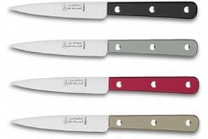 A.K TRADING Promo Lot DE 4 Couteau de Cuisine LA Fourmi ABS Noir LV/TAUP/Gri/Roug LV Office INOX 1/2 Soie 10 CM REF 50060 Code 9890