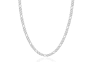 LOCCY Chaîne Figaro pour Homme Femme, 1+3 Collier en Acier Inoxydable Argent 3/4/5/6/7/8mm Collier Maille Figaro Bijoux Longueur 46/51/55/61/66cm