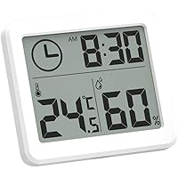 Esplic Digitales Thermometer-Hygrometer, Temperatur-, Feuchtigkeits- und Uhr-3-in-1-Recorder für Wohnzimmer…