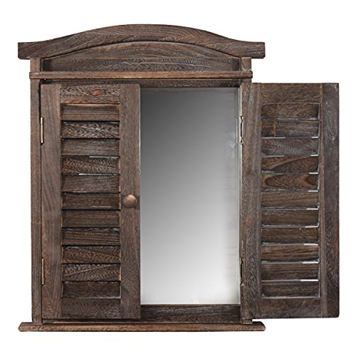 Wandspiegel Spiegelfenster mit Fensterläden 53x42x5cm ~ braun shabby - 8