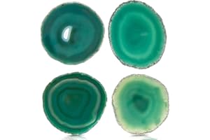 Tiamu Posavasos de ágata de Cristal, Posavasos de Piedra Verde, Resistente al, Alfombrilla para Bebidas, Posavasos de Cristal para café/té, decoración de Mesa
