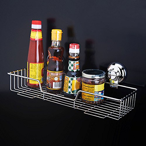 Homdox Edelstahl-Saugnäpfe Badezimmer Cddies Rechteck Dusche-Wand-Regale Küche-Speicher-Korb - 5