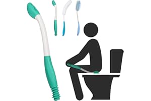 BUITHAFU Set di strumenti igienici per la pulizia, con manico lungo, spazzola antiscivolo per vasca da bagno con manico curvo e spazzola curva per capelli per persone in sovrappeso, anziani e disabili