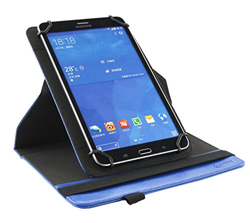 Emartbuy® Alcatel OneTouch Pixi 3 10 Zoll Tablet Universal ( 9 – 10 Zoll ) Dark Blau Premium PU Leder 360 Grad Rotierende Stand Folio Geldbörse Tasche Hülle + Blau Eingabestift - 6