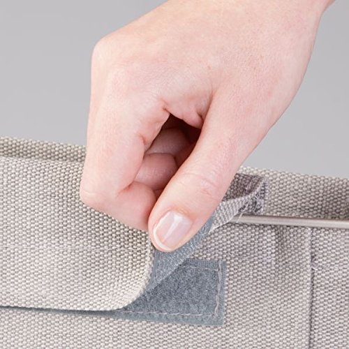mDesign Bettablage zum Einhängen hellgrau – Hängeaufbewahrung für Mobiltelefon, Fernbedienung, Wasserflasche, Zeitschriften – Bett-Organizer für das Schlafzimmer – 3 Taschen - 5