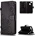 Produktbild Handyhülle für Huawei P9 Lite Mini Leder,FNBK Blumen Flip Wallet Stand Case Card Slot Leder Tasche Karteneinschub Magnetverschluß Kratzfestes Schwarz Schutzhülle für Huawei P9 Lite Mini/Y6 Pro 2017