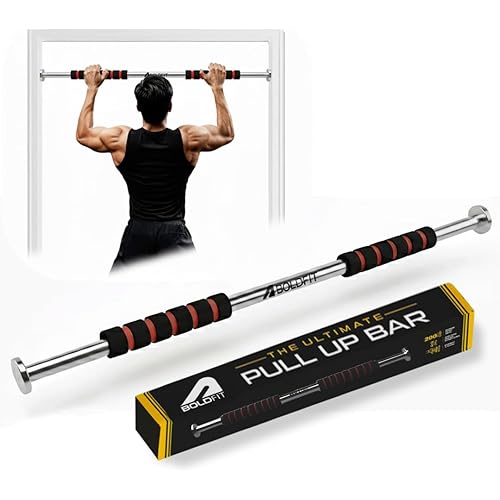 Boldfit Pull Up Bars For Home Workout -Chin Up Bar Gym Accessories for Men Door Way Adjustable Hanging Rod Without Screw, Anti-skid Grip, Strength Training Exercise Bar