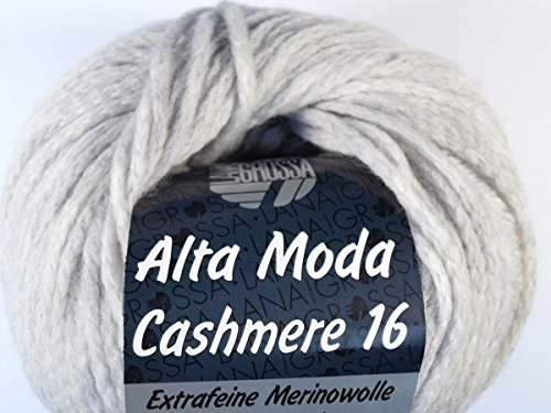 Lana Grossa Alta Moda Cashmere 16 001 Hellgrau meliert 50g