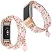 Produktbild For Fitbit Charge 2 Armband, lala Pink Luxury Perle Naturstein Elastische Stretch Bead Armband Bands Ersatz Armbänder Band für Fitbit Charge 2 Dekorative Bands Frauen Mädchen (Pink)