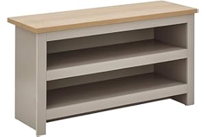 GFW The Furniture Warehouse Lancaster Oak Top Shoe Bench, Shelf Storage up to 8 Pairs - Blue, Cream or Grey#Grey