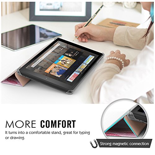 MoKo Hülle für All-New Amazon Fire 7 Tablet (7 Zoll – 7. Generation, 2017 Modell) – Ultra Slim Lightweight Schutzhülle Smart Cover Case mit Auto Sleep/Wake up Funktion, Standfunktion für das neue Fire 7 2017, Blumen Violett - 8