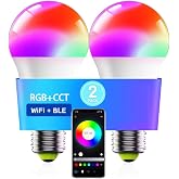 POIUYTO LED Smart Glühbirne E27, WLAN LED Lampe RGBWW dimmbare mit 16 Millionen DIY-Farben, 800LM, Smart home Alexa Zubehör,