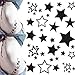 LHWY Star Tattoo Stickers Hollow Solid Black and White Tattoo Stickers Waterproof Pattern