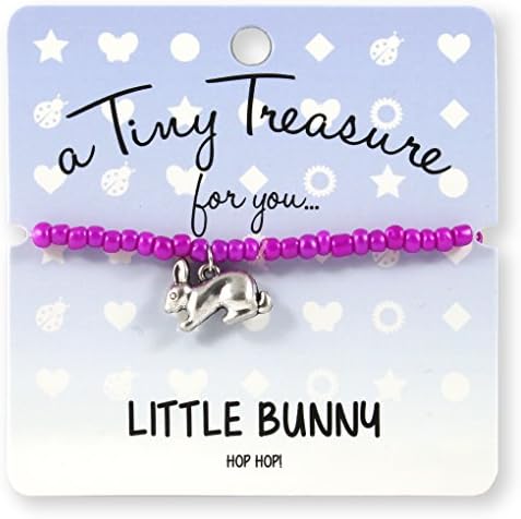 Little Bunny Pink Coloured Glass Beads and Metal Rabbit Charm Tiny Treasure Gift Birthstone Bracelet