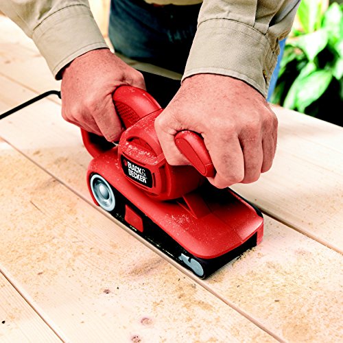Black + Decker 720W Bandschleifer, automatische Schleifbandzentrierung, Staubfangsack, einfache Bandmontage, KA86 - 6