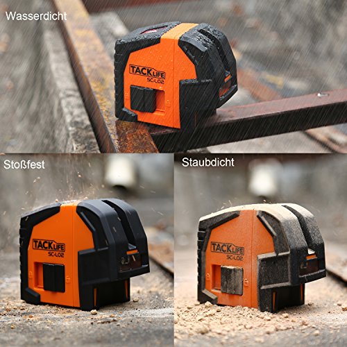 Tacklife SC L02 Klassischer Kreuzlinien-Laser mit Messbereich 20M und Neigungsfunktion, 130 Grad selbstnivellierenden Kreuzlinien und Vertikale Linie, Linienlaser IP 54 Staub- und Spritzwasserschutz( inkl. Schutztasche, Magnetische schwenkbare Haltung) - 4