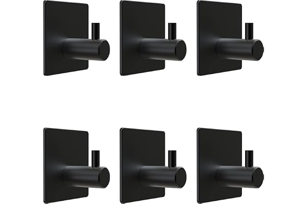 JIALTO 6 PCS Wall Hooks for Hanging Strong, Heavy Duty Stainless Steel Waterproof Towel Hooks Stick on Hooks Wall Hangers Sti