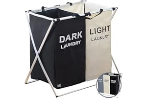 Newty | Cesto Ropa Sucia para Colada Cesta Lavandería Compartimentos Hogar Cocina Dormitorio Plegable Almacenamiento Clasificador Contenedor Organizador Lavado Cesta Tela (2 COMPARTIMENTOS)