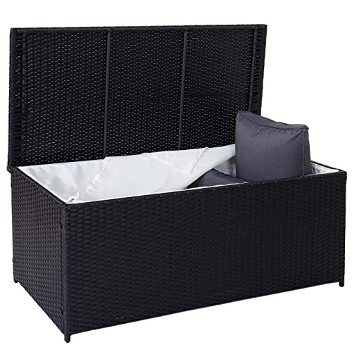 Poly-Rattan Kissenbox Barry, Truhe Auflagenbox Gartenbox, 220l ~ schwarz - 2