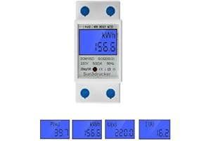 SUN3DRUCKER Digitaler DIN Hutschiene Stromzähler - 1-Phasen 2 Leiter, 32A 220V-230V 50Hz/60Hz, LCD Hintergrundbeleuchtung, Wechselstromzähler, SO-Schnittstelle, 1 Dezimalstelle