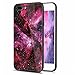 Produktbild Girlyard Glas Hülle für iPhone 8 Plus/ 7 Plus, 3D Schön Bunt Sternenhimmel Muster Hart PC Panzerglas Zurück Schutzhülle mit Weiche TPU Silikon Rahmen Design Handyhülle Anti-Rutsch Kratzfest für iPhone 7 Plus/ iPhone 8 Plus (5,5 Zoll) - Rot