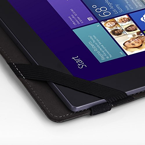 MoKo Lenovo YOGA Book Hülle – PU Leder Tasche Ständer Schale Folio Smart Case Cover mit Stift-Schleife/Standfunktion für Lenovo YOGA Book YB1-X90F, YB1-X91F 10.1 Zoll 2-in-1 Tablet/Laptop, Schwarz - 6