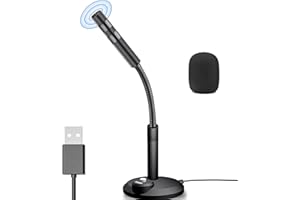 ICOUVA USB Microphone,Computer PC Mic,Plug and Play Desktop PC Laptop Microphone with Mute Button,USB Condenser Mic for Conferencing,Games,Chat,Podcasting