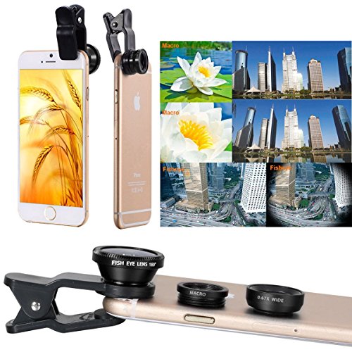 Vi-GO,Lenti Smartphone,obiettivo mobile, 3 in 1 Kit obiettivo per fotocamera,2in1 Micro lente+lente super-grandangolare, Universal puÃ² applicare a IPhone,SUMSUNG Smart Phone e cosÃ¬ via.