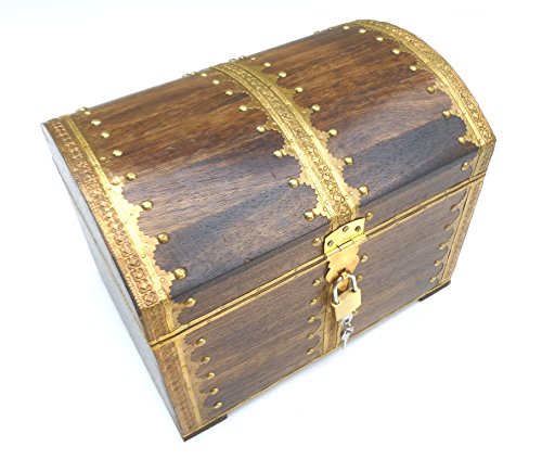 73GS Truhe mit Schloss Holztruhe Schatzkiste Schatztruhe Truhe Box Holzbox Geschenk Deko Geburtstag Hochzeit Kiste Aufbewahrung verschließbar abschließbar mit Deckel