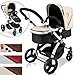 Infantastic® KBKW01tschu Pushchair Pram / Stroller 2in1 (black-beige)