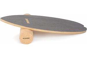 POWRX Balance Board Legno - Tavoletta propriocettiva Ideale per Esercizi di Equilibrio, Forza e Coordinazione - Base con Cilindro movibile e Superficie Antiscivolo
