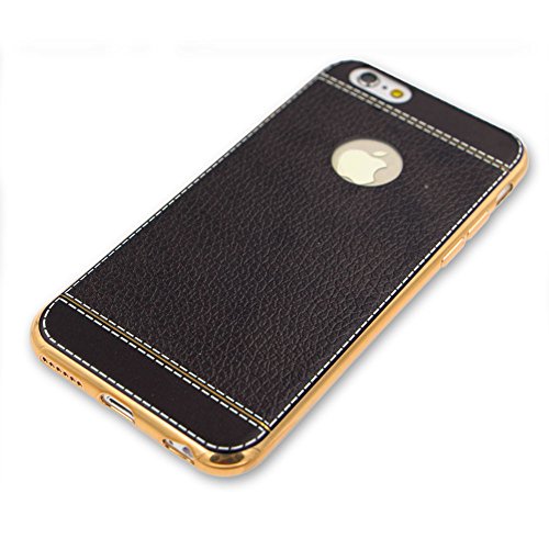 iPhone 6S Ultra Dünn Thin Kratzfest Hülle,iPhone 6 Leicht Leder Zurück Schale Case,Herzzer Luxus Gergeous Stoßfest [Gold Galvanisieren] Überzug TPU Rahmen Bumper Flexibel HandyHülle Schutzhülle Cover für iPhone 6/6S 4.7 Zoll + 1 x Frei Schwarz Handy Halterung Ständer + 1 x Frei Schwarz Stift Stylus -Schwarz - 4