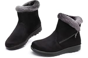 Maxome Snow Boots Womens Winter Boots Fur Lined Women Walking Boots Lightweight Anti-Slip Ankle Boots Side Zipper Outdoor for Ladies Girls Warm Booties