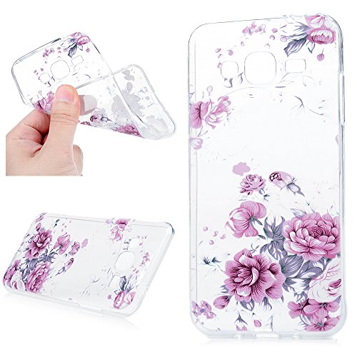 Badalink H  lle f  r Samsung  Galaxy J3 2016 Silikon Handy H  lle Schutzh  lle Rosa Rose Muster Ultra Slim Weich TPU Gummi Bumper Case Protective Back