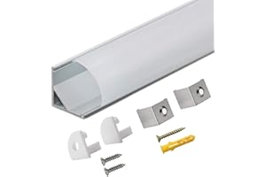 STARLANDLED Profil Aluminium d'Angle 45° - 10x1mètre Profilé LED V-forme pour bande LED lumineuse avec Tous les Accessoires Nécessaires en Pack,Compact Finition Professionnelle