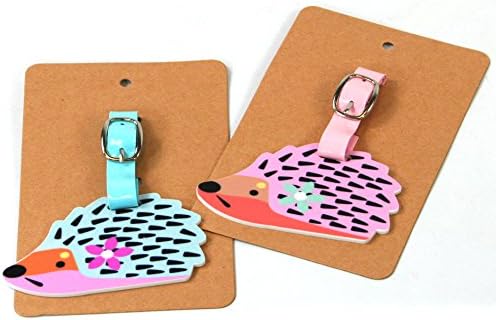 Cute Hedgehog Pink or Blue Luggage Tag Travelling Bag Suitcase Holiday (Pink)