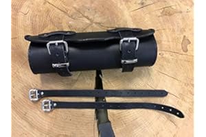 ‎ORLETANOS Lenkerrolle schwarz von Orletanos kompatibel mit Harley Davidson Echtleder Lederrolle Rolle Werkzeugrolle Bugrolle Leder Chopper verstärkt Motorradtasche Motorrad Tasche