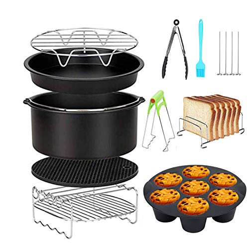 HoneySheep 8 inch Accessoires De Friteuse 10 Pièces pour Gowise Phillips Cozyna Airfryer XL 3.8QT-5.8QT, Cadeau Supplémentaire 4PCS Aiguille Barbecue