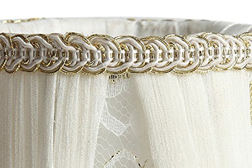 Splink 2 Pcs Lampenschirm E14 Stehlampe Tischlampenschirm aus Lace Stoff mit Blume Dekor Vintage Barockstil - 5