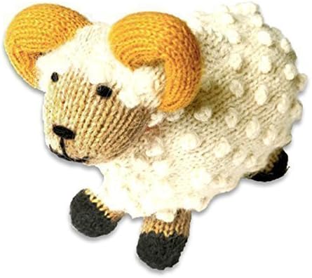 Mama ocllo - Cuddly Animal Toy, Ram, 14cm, Aries, Alpaca Wool, FAIR HANDEL, Handmade, Babyshower, Birth, Christening