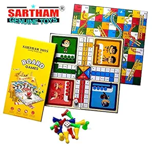 SARTHAM 2 in 1 - Ludo, Snake Ladder Board Games (Large Board 34 x 34 cm), Age 5+