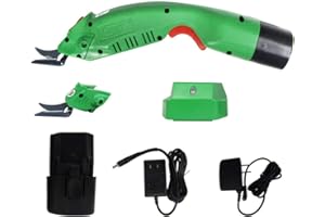 MXBAOHENG WBT-2 Cordless Electric Fabric Scissors 35W Rechargeable Fabric Cutter 0-8mm Electric Dressmakers Scissors for Cutting Fabric/Carpet/Leather(One Battery & A,B Cutter Head)