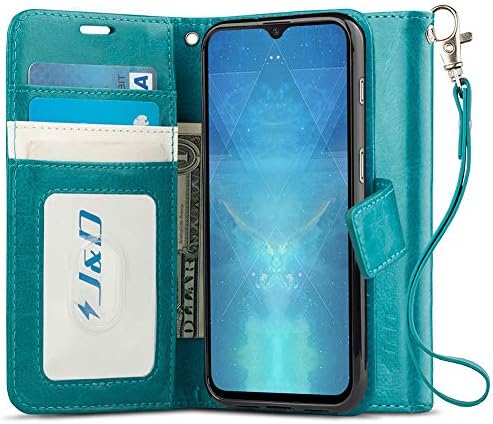J&D Case Compatible for OnePlus 6T Case, Wallet Stand Slim Fit Heavy Duty Protective Shock Resistant Flip Cover Wallet Case for OnePlus 6T Wallet, Aqua