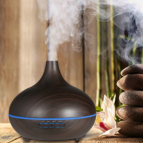 Euph 300ml Aroma Diffuser Ultraschall Luftbefeuchter Humidifier mit LED Farbwechsel,sicher und leise für Yoga Kinderzimmer Schlafzimmer Krankenhaus Toilette Büro usw.-Dunkelbraun - 5