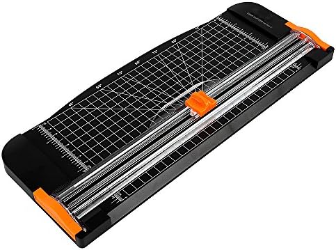 LeaningTech 12 Inch A4 Paper Cutter Trimmer Black-Orange with Multi-function *Automatic Security Safeguard When Cutting*