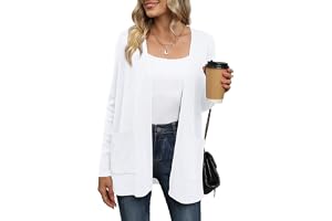 Yommay Cardigan för kvinnor, lös, casual, lätt, långärmad, v-ringad, stickade tröjor med fickor