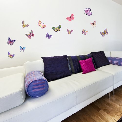 Wandkings Schmetterlinge Wandsticker Set, 14 Aufkleber, 2 DIN A4 Bögen, Gesamtfläche 60 x 20 cm - 2